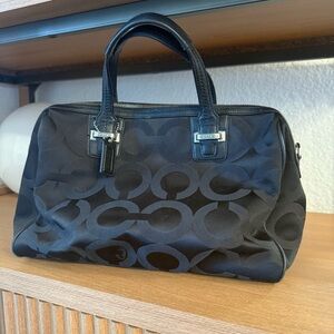Coach Taylor OP Art Satchel Handbag Double Handle Black Purse